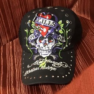 Black Bedazzled Ed Hardy Trucker Hat